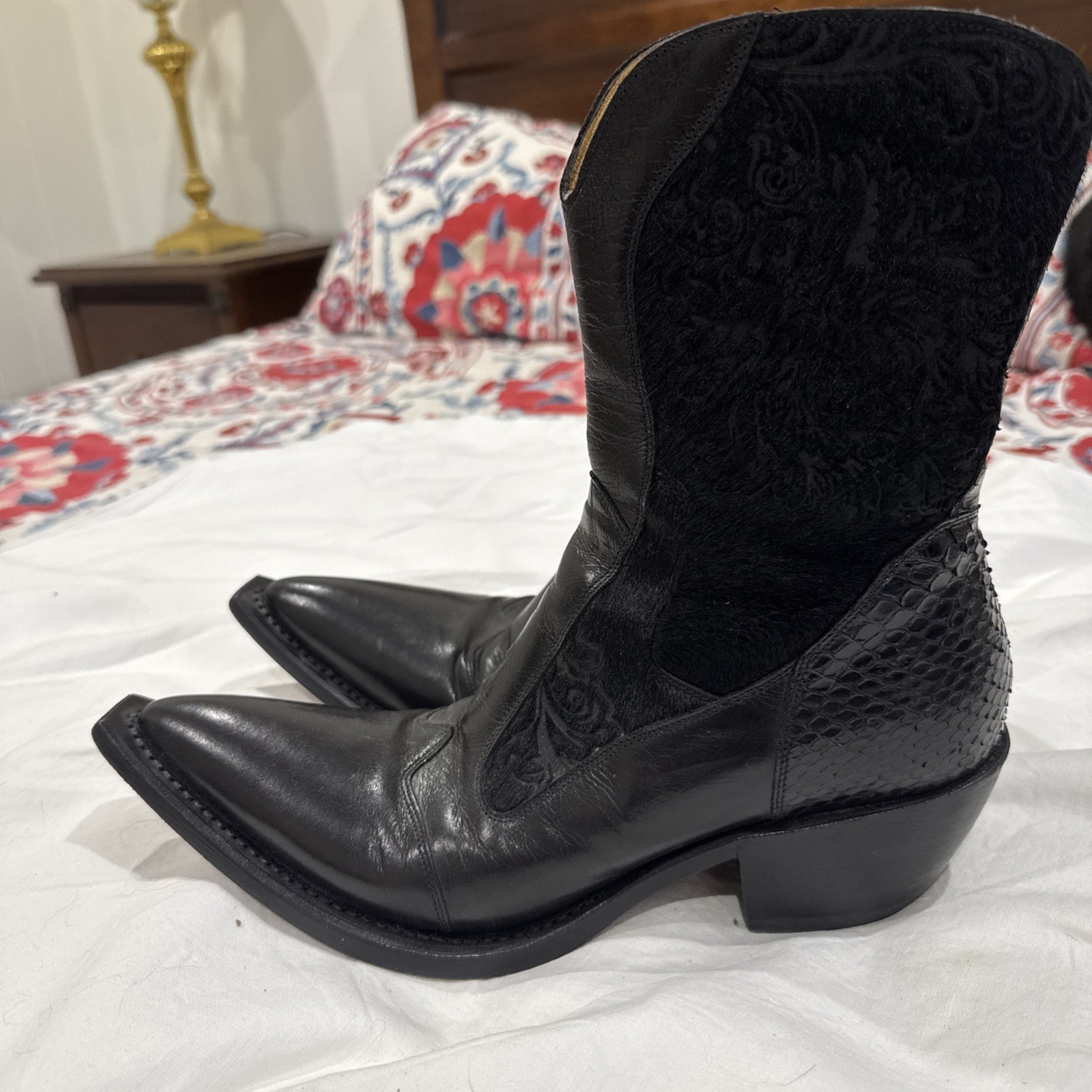 Stunning GIANNI BARBATO Black PYTHON CROC PONY an… - image 4