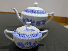 Antik Vintage Tieffenfurt Tuppack China Blau 40 Teekanne & Zuckerdose Topf 1930