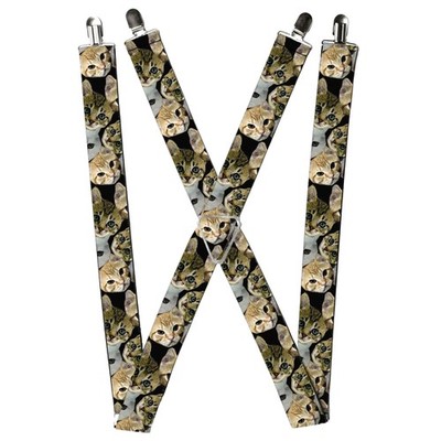 Buckle-Down Suspenders, Kitten Faces Scattered Black 1.5-Inch Wide R (US IMPORT)