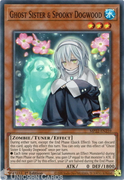 MP22-EN259 Ghost Sister & Spooky Dogwood Super Rare 1st Edition Mint YuGiOh Card
