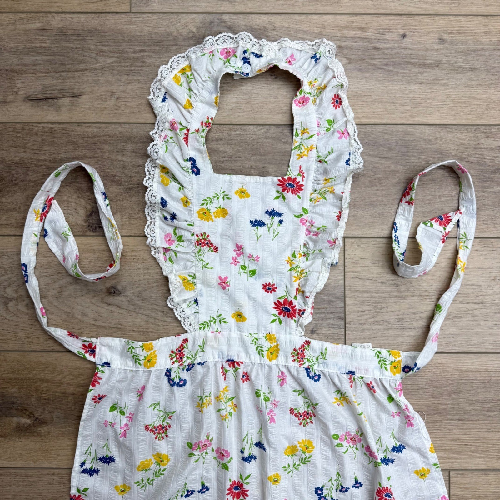 Vintage Pinafore Bib Apron Dress Cottagecore Prairie Ruffle Lace Now! Designs