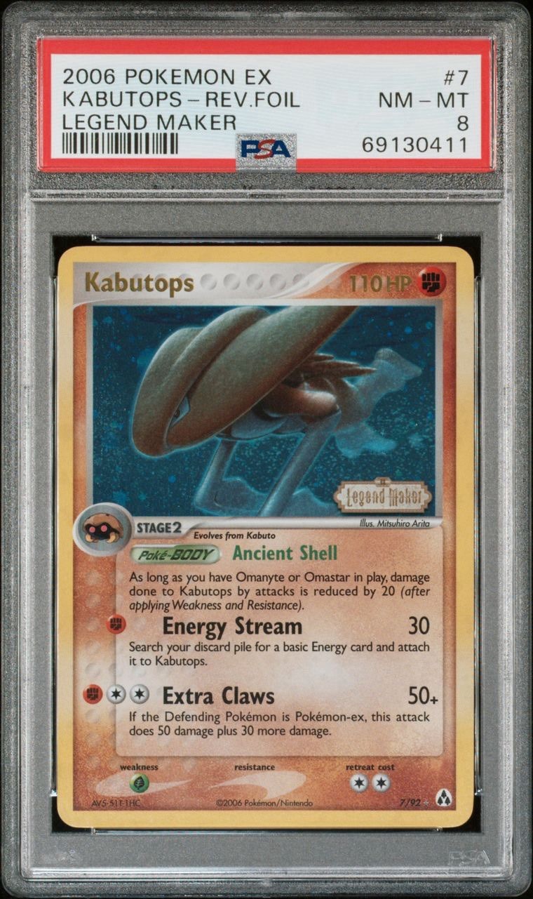 2006 Pokémon EX Legend Maker 7 Kabutops Reverse PSA 8 NM-MT