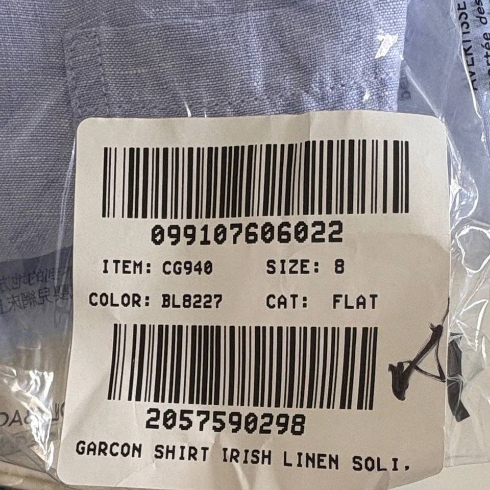 Camisa clássica J Crew Garçon em linho irlandês Baird McNutt tamanho 8 azul - Imagem 4 de 4