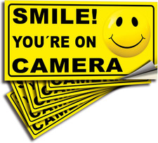 Smile You're On Camera Stickers for Home - 6 Pack 4x2 Inch - Decals for Inside t