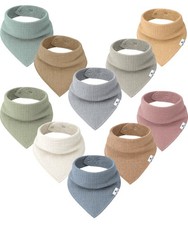 Diaper Squad 10-Pack Muslin Baby Bandana Drool Bibs Super Absorbent Adjus...