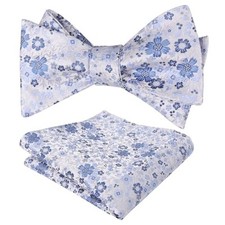 Mens Premium Floral Pre-tied Bow Tie Classic Wedding Pocket 091-light Blue