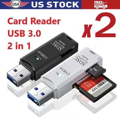 2X USB3.0 SD Card Reader for PC Micro SD Card to USB Adapter for Camera MemoryC