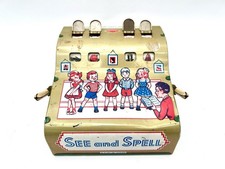 Vintage Wolverine See and Spell Tin Toy 1950s Mechanical Teaching Game