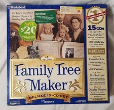 Family Tree Maker Deluxe 15 CD Set Version 6  Broderbund 1992 For Win 95/98