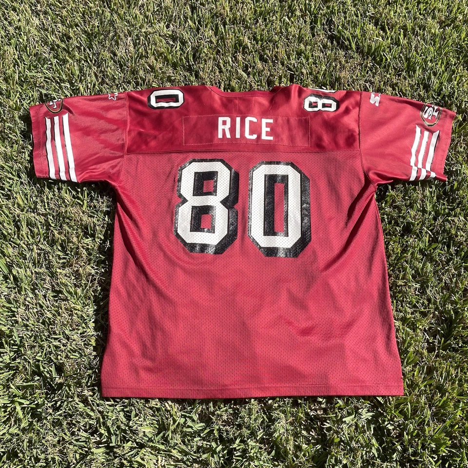 复古 90 年代初学者 NFL 男式旧金山 49 人队杰里·赖斯球衣尺寸 54/2XL — 第 3/4 张图片