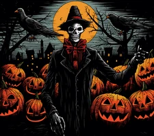 Sublimation Scarecrow skeleton Crows Moon Halloween Ready To Press Heat Transfer