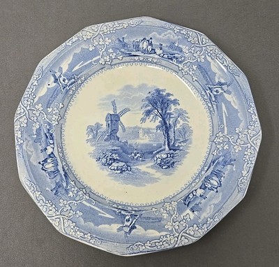 George Wooliscroft Eon #1 Ironstone Blue Transferware Plate 9 3/4'' 1851-64