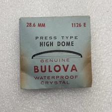 Genuine Bulova 1126E 28.6mm high dome Watch Crystal NOS Press Type