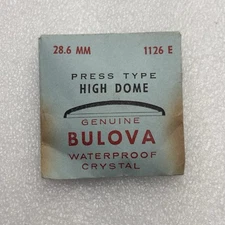 Genuine Bulova 1126E 28.6mm high dome Watch Crystal NOS Press Type