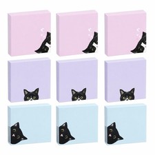 konket Black Cat Sticky Notes 3x3 in Set, Memo Pads, Self-Stick Note Pads, Po...