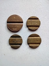 Lot Of (4)-Telefono-Telefonico Public Telephone Tokens-See Description