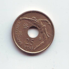 SPAIN - 25 Pesetas - Juan Carlos I (High jump) 1990 - • 4.2 g • ⌀ 19.5 mm
