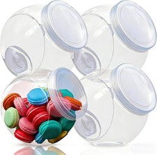 Candy Jar,Cookie Jar Cookie Containers Candy Jars with Lids,4 Pack Plastic Candy