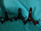 Lot 3 Vintage SPI San Pacific Easel Plate Holder Wood Display Stand 5 6 7" brown — photo 5