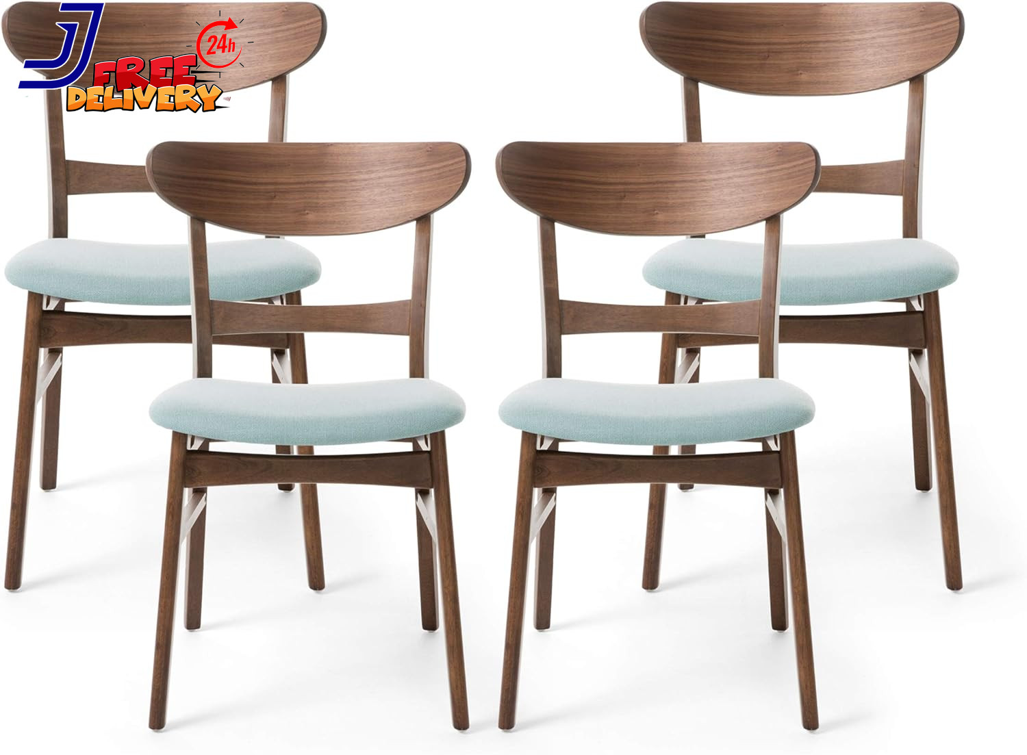 S Polyester And Birch Wood Set Of 4 New