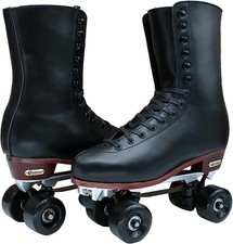 Chicago Skates Mens Leather Suede Lined Quad Rink Roller Derby Skate Black 6