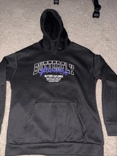 black  butterfly flower  hoodie size men  s large