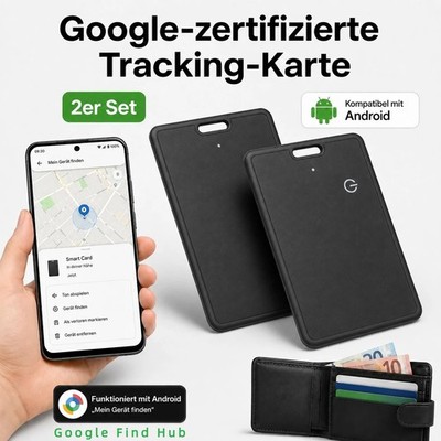 2x Tracker Karte Android Google Find Hub Geldbörse Bluetooth aufladbar ohne Abo