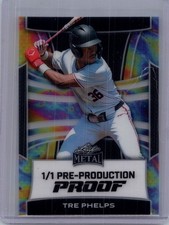 Tre Phelps 2025 Leaf Metal Baseball 1/1 Pre Production Proof