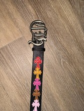 Chrome Hearts Mens 1/1 Multi Color Cross Patch Roller Belt In Black 34-36 Waist