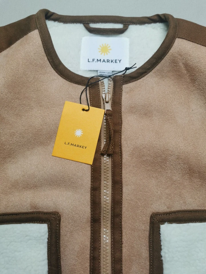 L. F. MARKEY Womens Size UK M-L Gordon Fawn Coat (BNWT) Vegan Shearling Jacket - Image 4 of 4