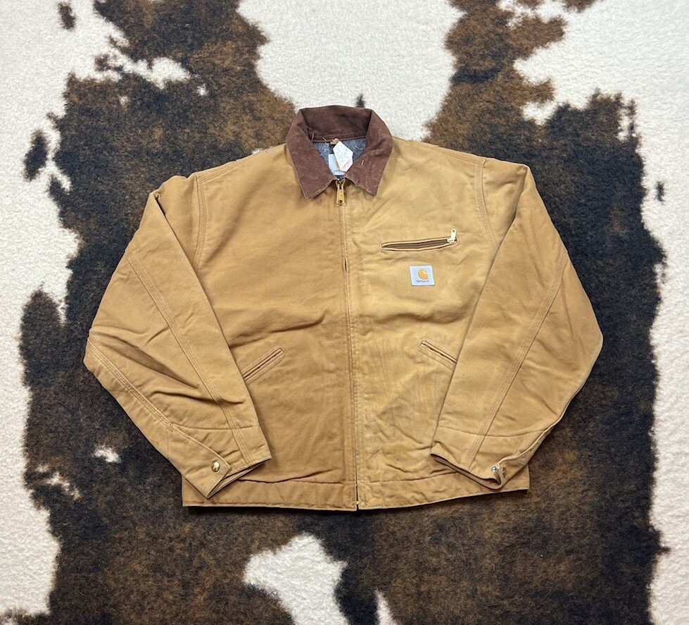 Vintage 80s Carhartt Detroit Wool Lined Tan Jacket Size 44 Vintage 80s Carhartt Detroit Wool Lined Tan Jacket Size 44