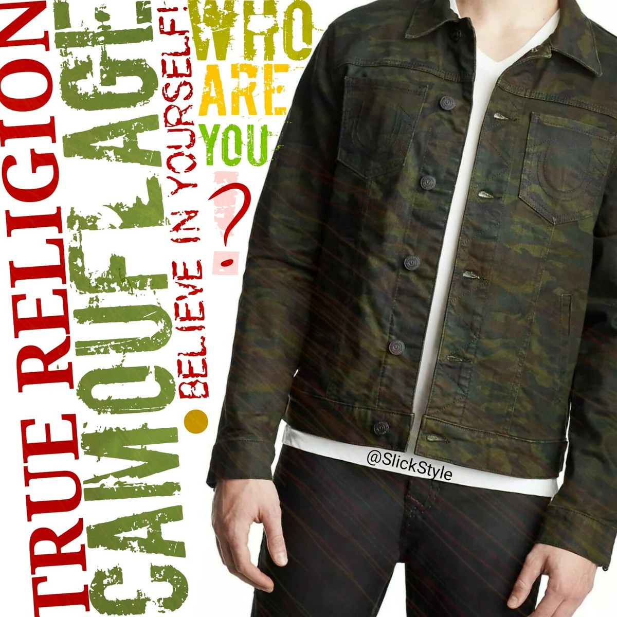 ■ True Religion Camo Dylan Denim Jacket Size: S 36 -38