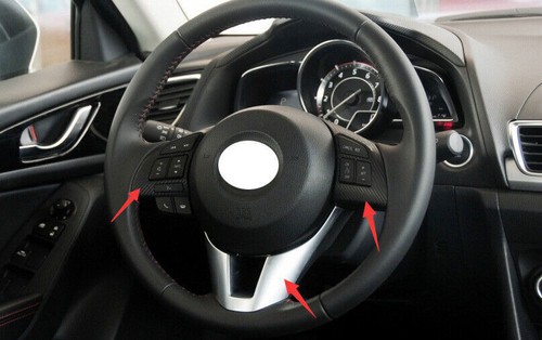 For Mazda 3 Axela 2014-2016 Carbon Fiber Steering Wheel Button Frame Trim Cover - Imagen 4 de 6