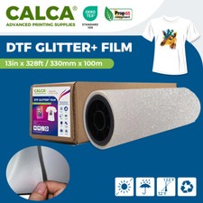 US-CALCA 13in x 328ft DTF Glitter Film Roll, Cold Peel Direct to Transfer Film