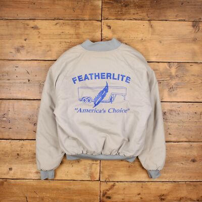 Vintage Poplins Varsity Jacket L 80s Bomber Raglan Workwear USA Made Grey