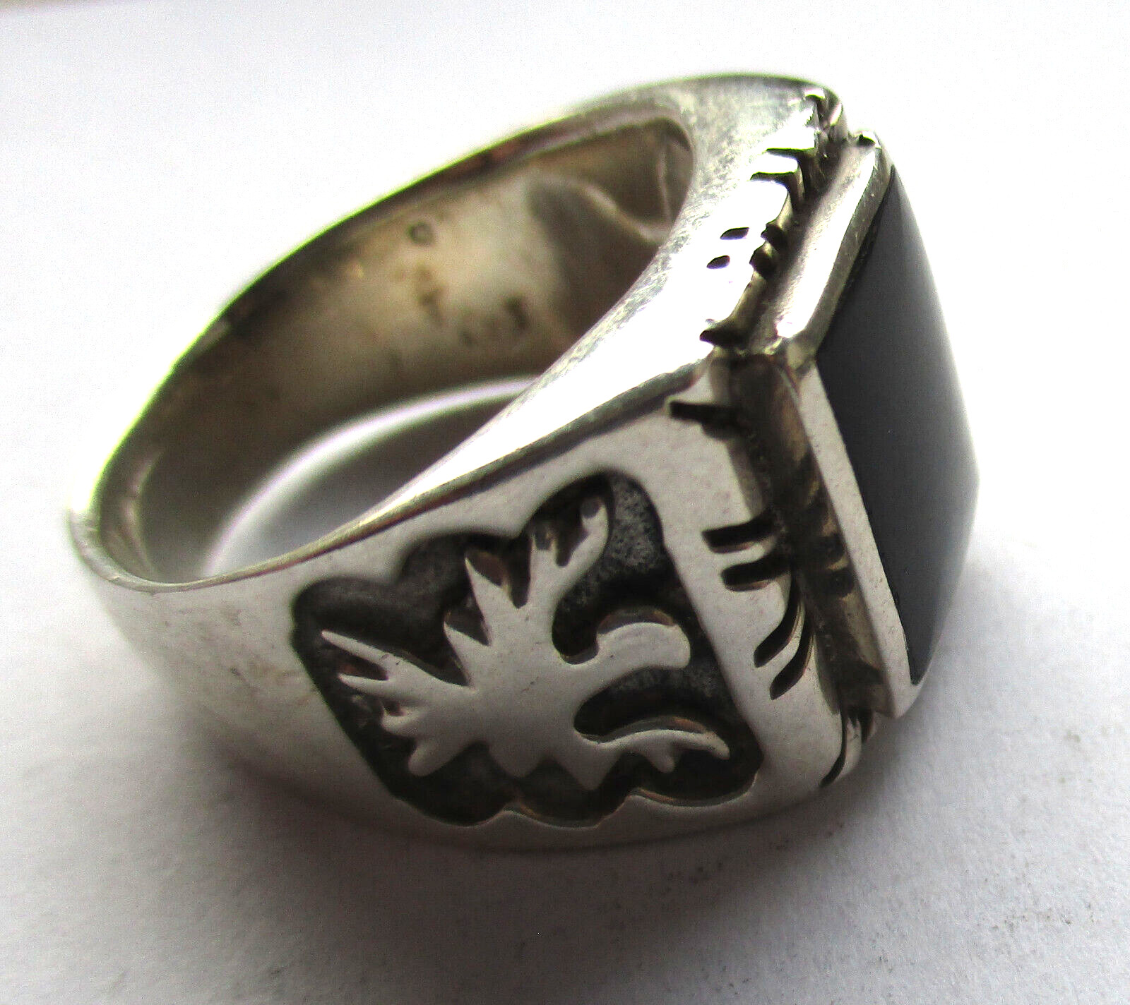 SOLID Pretty 925 Silver Ring - Signet Ring - image 5