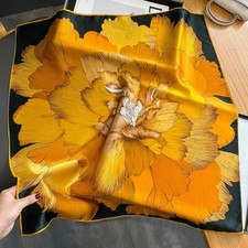 100 Silk Women Neckerchief Wrap Turban Floral Mulberry 26" Square Scarf