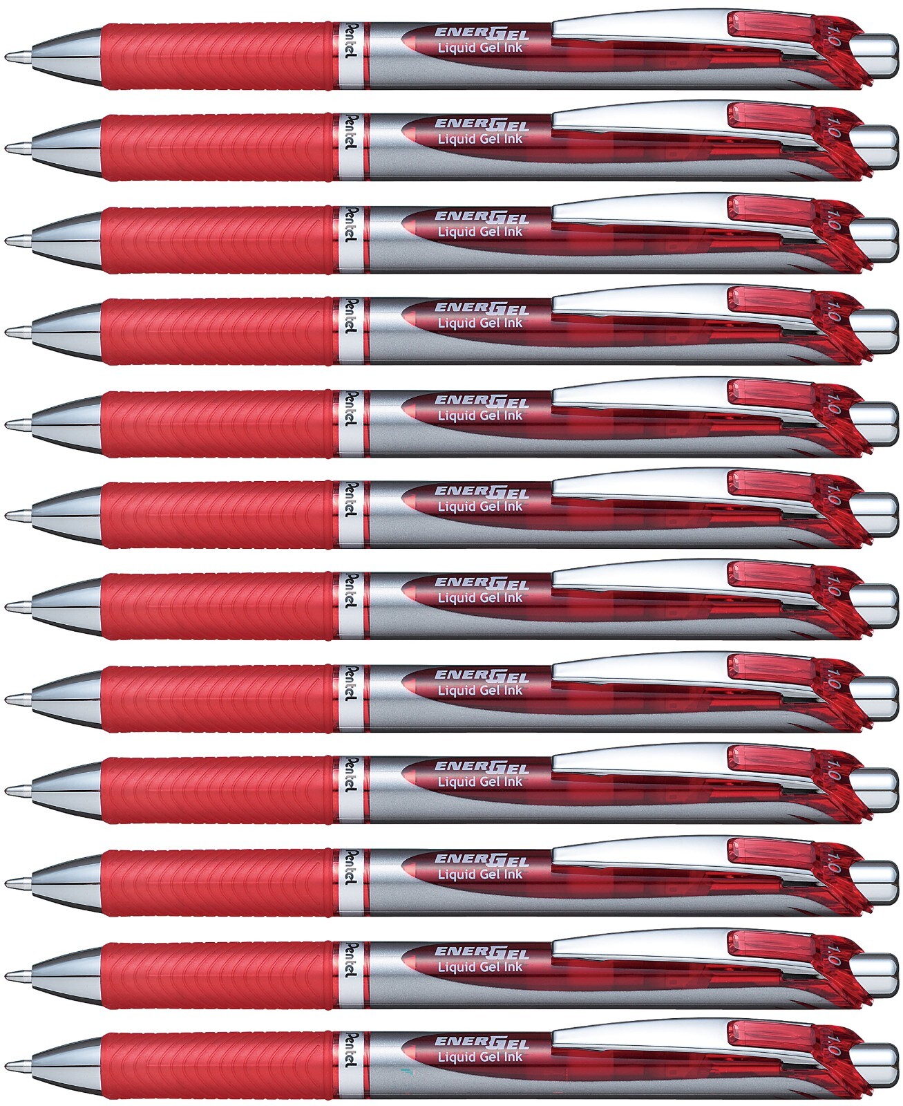 Pentel Energel XM Retractable Rollerball Pen, 1.0mm Tip Red ink BL80-B (12 Pens)