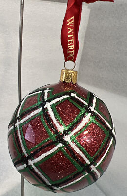 Waterford Holiday Heirlooms ~ Red Plaid Glitter Ball Christmas Ornament ...