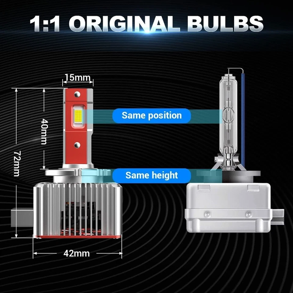 COUPLE KIT LAMPS D3S LED PLUG &AMP; PLAY 6000K WHITE FOR AUDI BMW 9000 LUMEN - Image 4 of 4