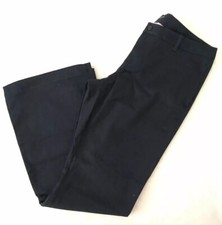 Land s End Women s Navy Flat Front Bootcut Pants Size 14 NEW