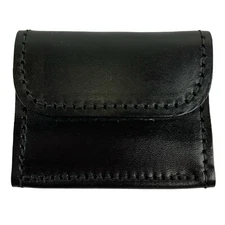 Glove Holder Plain Black Leather Hook and Loop Closure Stallion Leather SGP-1