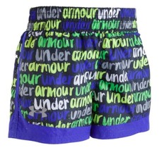 UNDER ARMOUR Girl's UA Brushmark Running Shorts  BLACK/MULTI - 5, 6  NWT