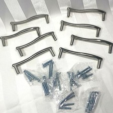 Set of 8 Brushed Silver Waved Cabinet Drawer Handles New Hardware Included 4"