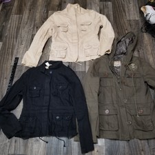 Moon Los Angeles Women’s Black Tan Green Lot Of Three Military Jacket Sz L