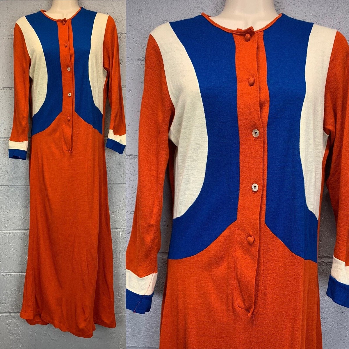 Vtg 70s Color Block Single Stitch Tshirt Dress Red White Vtg 70s Color Block Single Stitch Tshirt Dress Red White