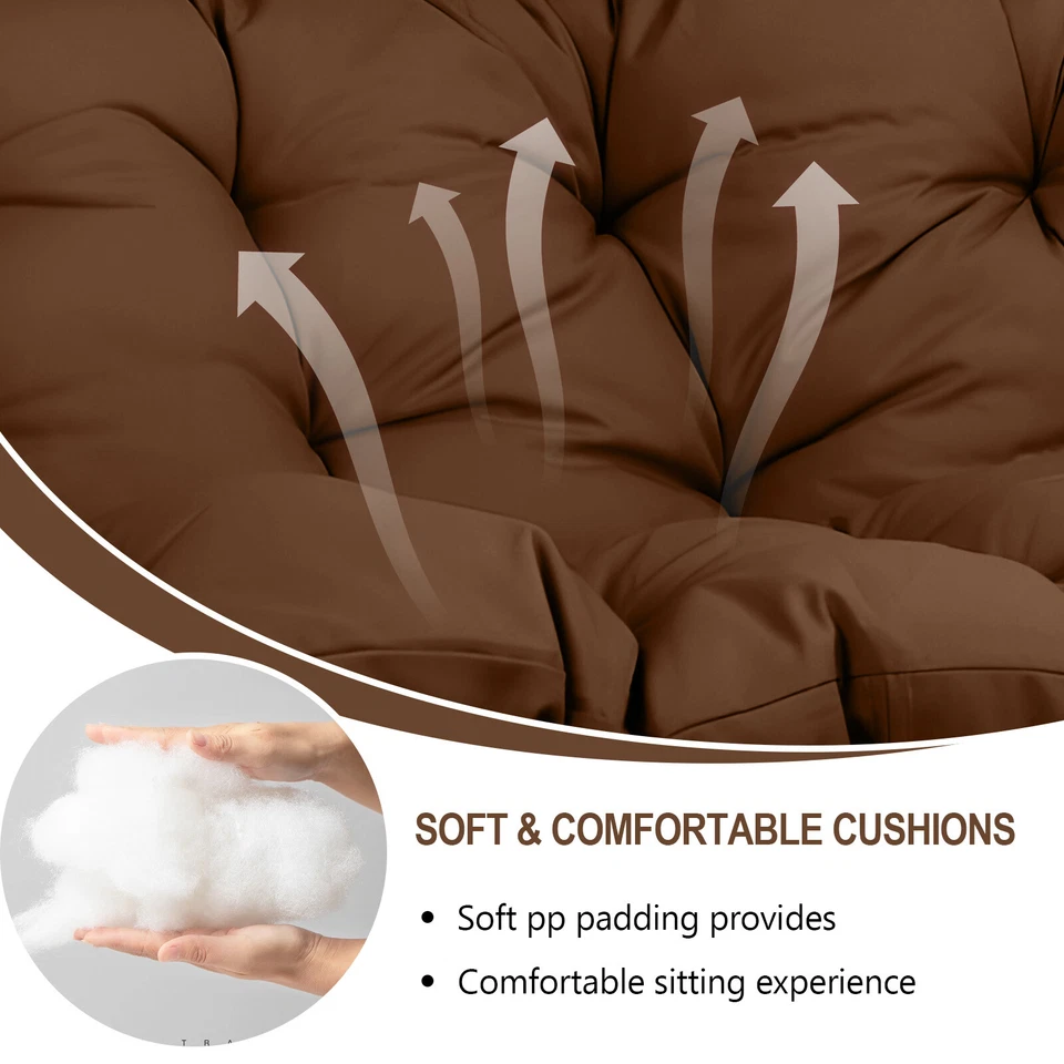 Cojín de silla oscilante doble huevo impermeable repuesto almohadillas suaves para silla colgante  Foto 3 de 4