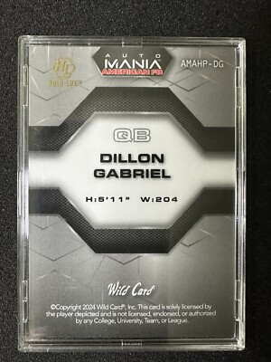 2024 Wild Card Auto Mania American FB DILLON GABRIEL Flag PRC 5/25