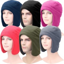 Winter Ear Warmer Hat Fleece Lined Thermal Skull Cap Beanie Hat for Men Women
