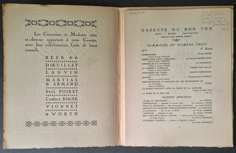 GAZETTE DU BON TON N°3-1922 8 pochoirs George BARBIER BRISSAUD MARTY LEPAPE - Photo 4/4